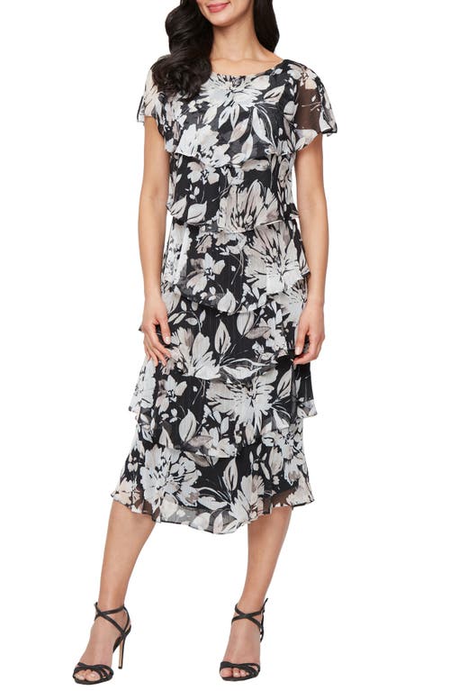 Sl Fashions Floral Tiered Midi Dress