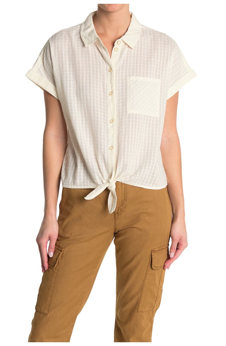 Sanctuary Summer Short Sleeve Tie Front Shirt, Main, color,