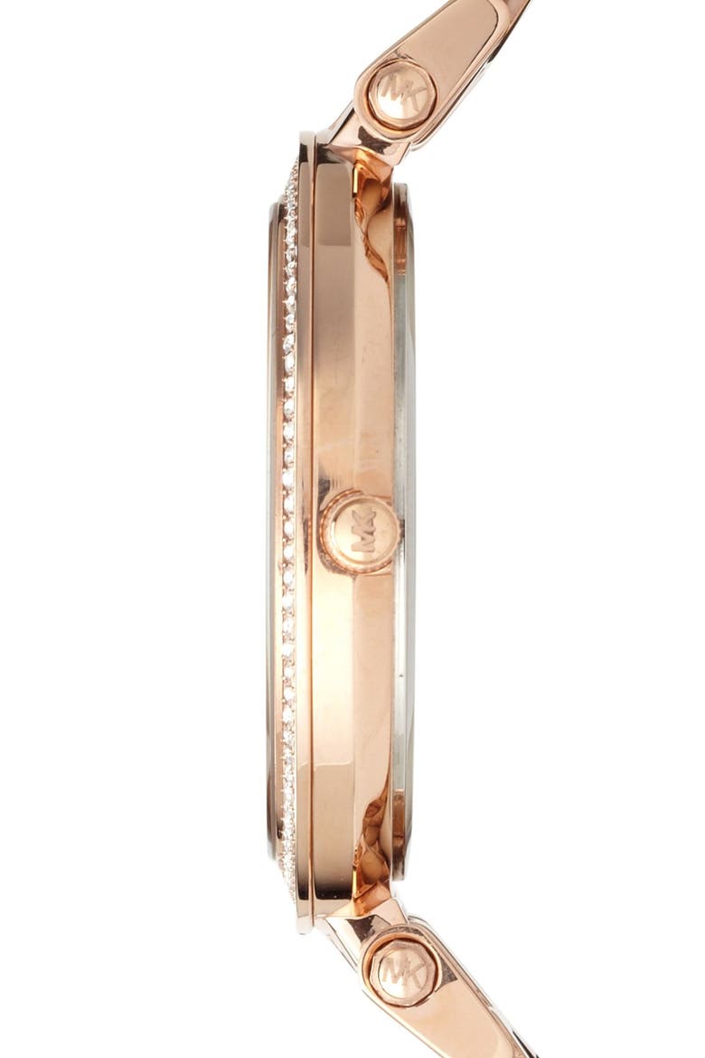 Michael Kors 'Darci' Crystal Bezel Bracelet Watch, 39mm, Alternate, color, ROSE GOLD
