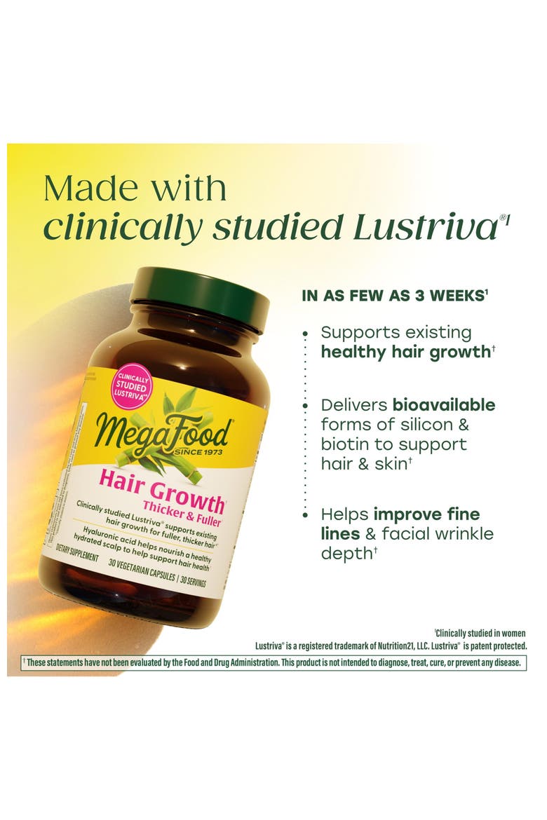 Hair Growth, Clinically Studied Lustriva, Hyaluronic Acid, Biotin 10000mcg, 30 Vegetarian Capsules, Alternate, color, None
