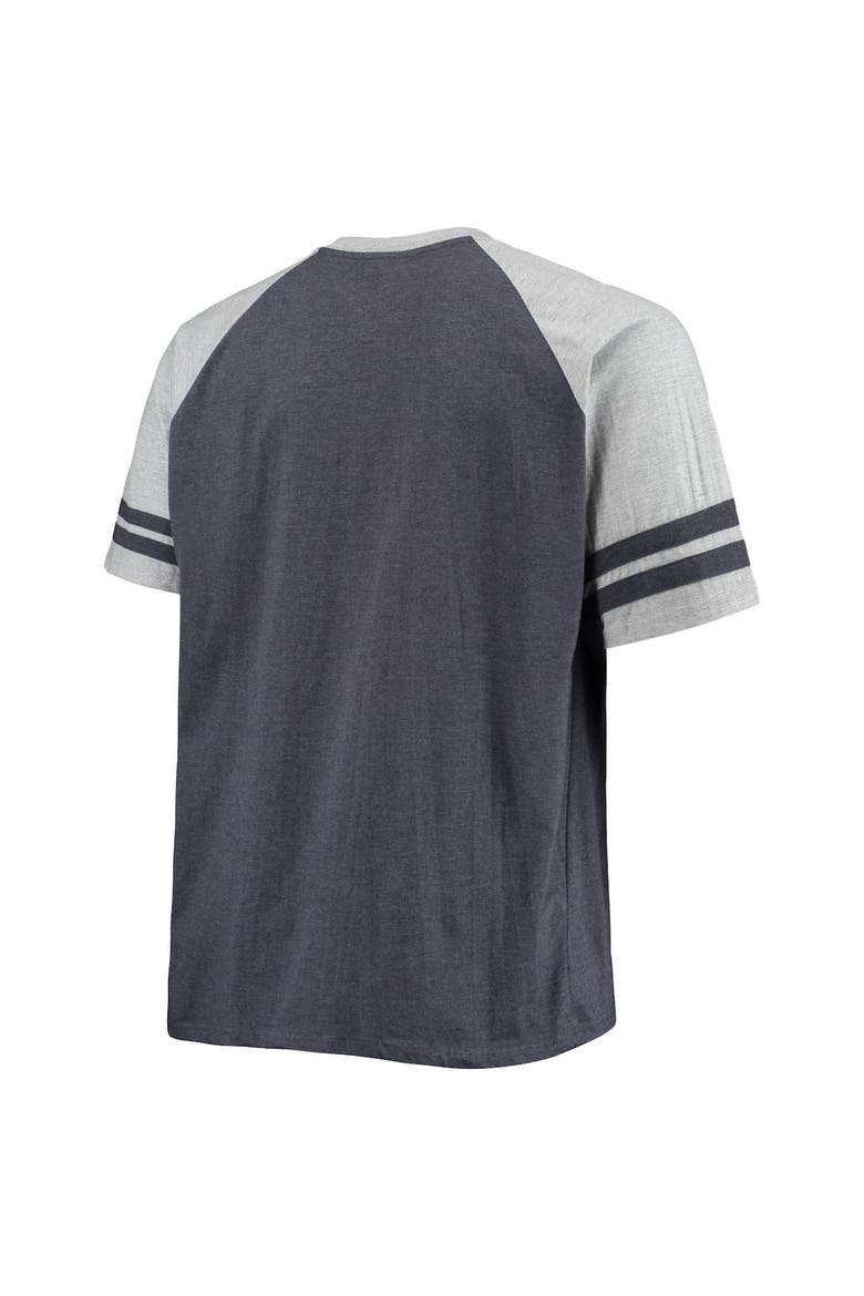 Men's Heathered Deep Sea Blue Seattle Kraken Big & Tall Raglan T-Shirt, Alternate, color, Heather Navy