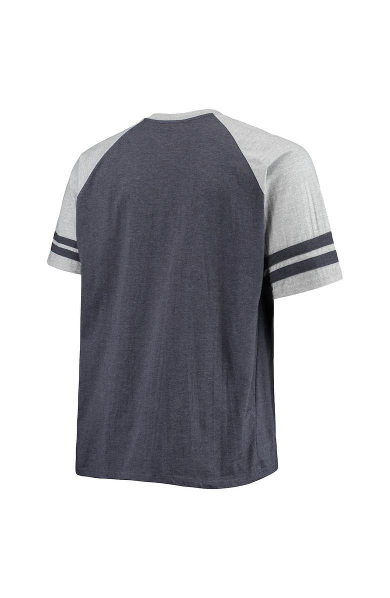 PROFILE Men's Heathered Deep Sea Blue Seattle Kraken Big & Tall Raglan T-Shirt, Alternate, color, Heather Navy