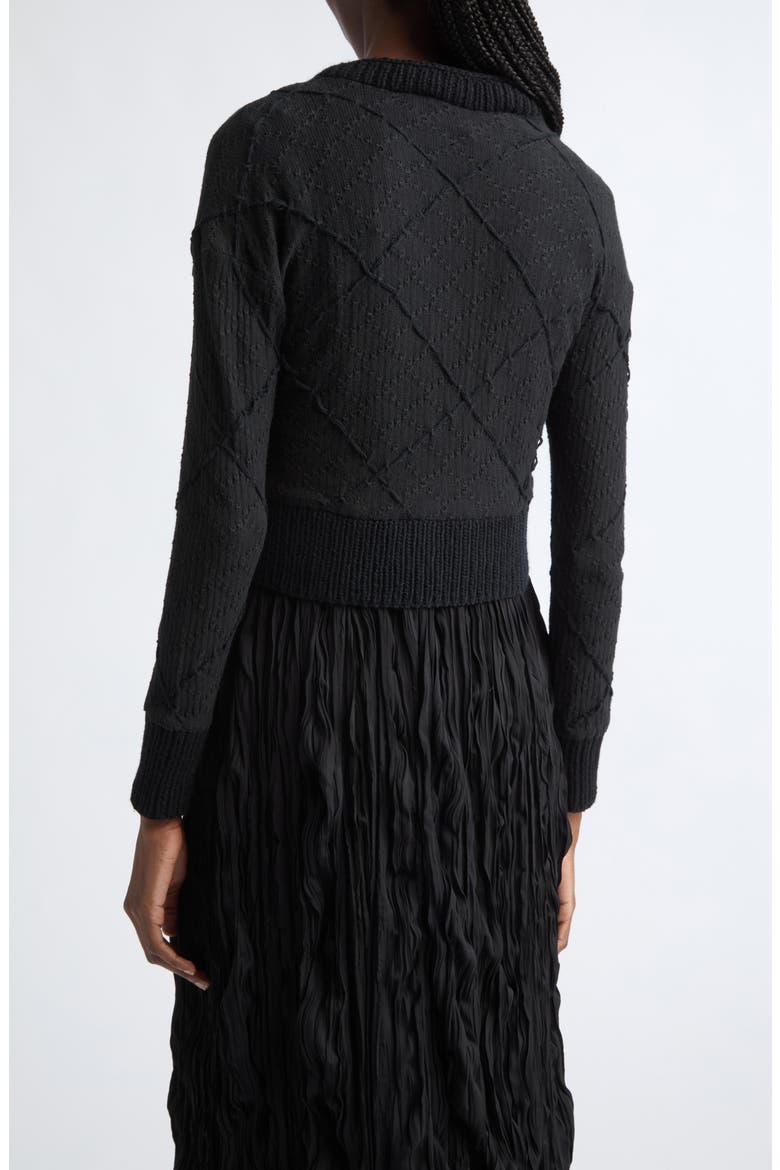 Argyle Pointelle Knit Cardigan, Alternate, color, COTTON POINTELLE