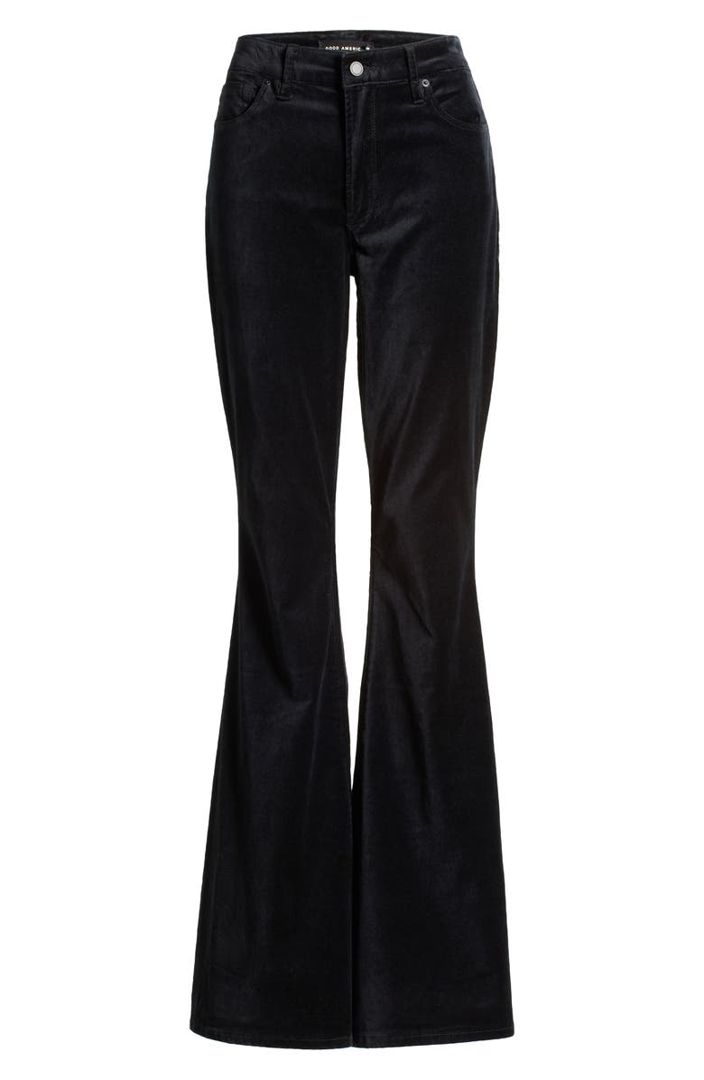 Good American Good Waist Super Flare Velvet Pants, Alternate, color, Black001