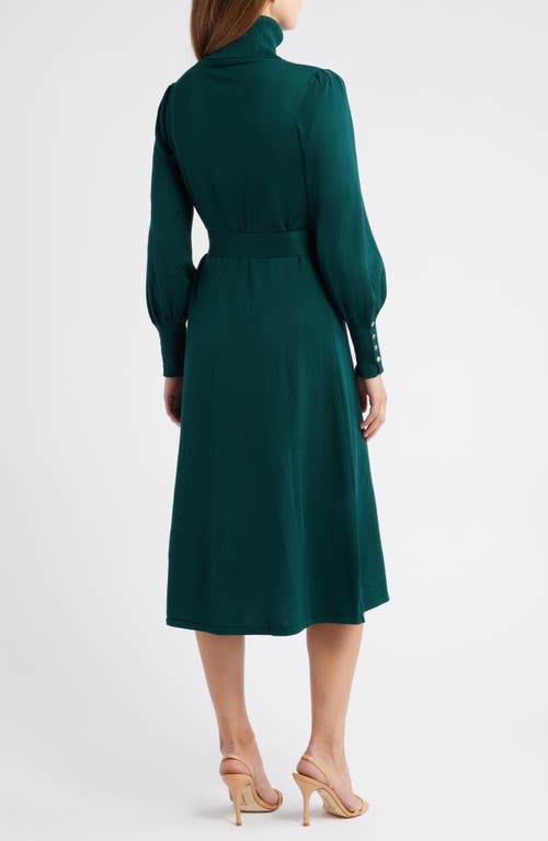 Julia Jordan Turtleneck Long Sleeve Midi Dress In Green