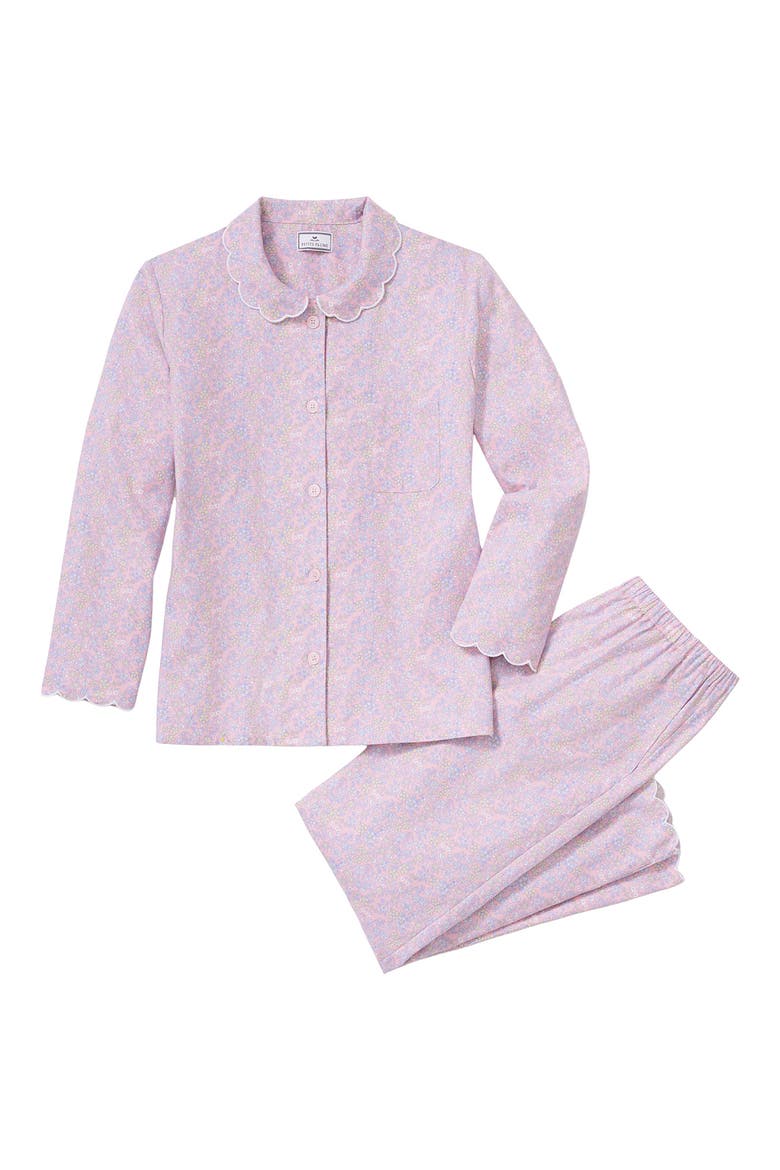 Colette Fleur Blush Scalloped Edge Cotton Twill Pajamas, Alternate, color, PINK