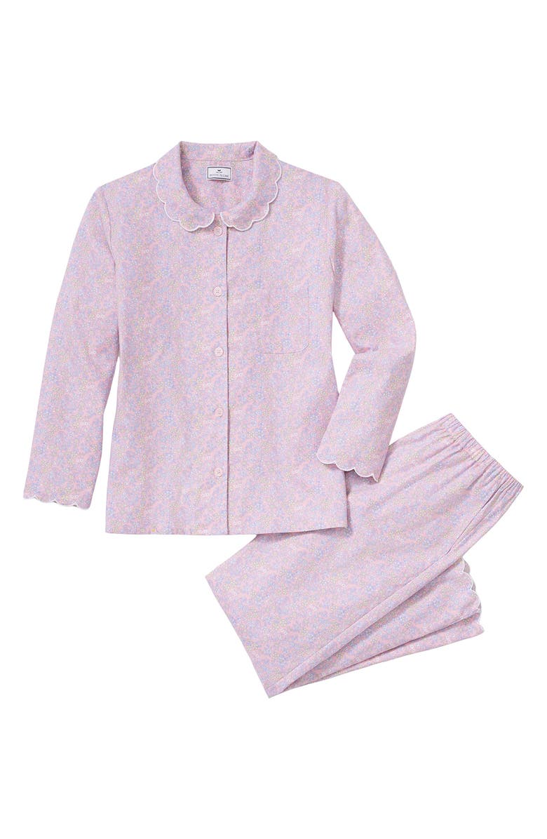 Petite Plume Colette Fleur Blush Scalloped Edge Cotton Twill Pajamas, Alternate, color, Pink