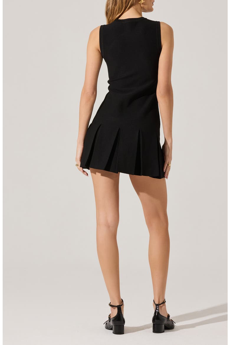Pleated Sleeveless Sweater Minidress, Alternate, color, BLACK