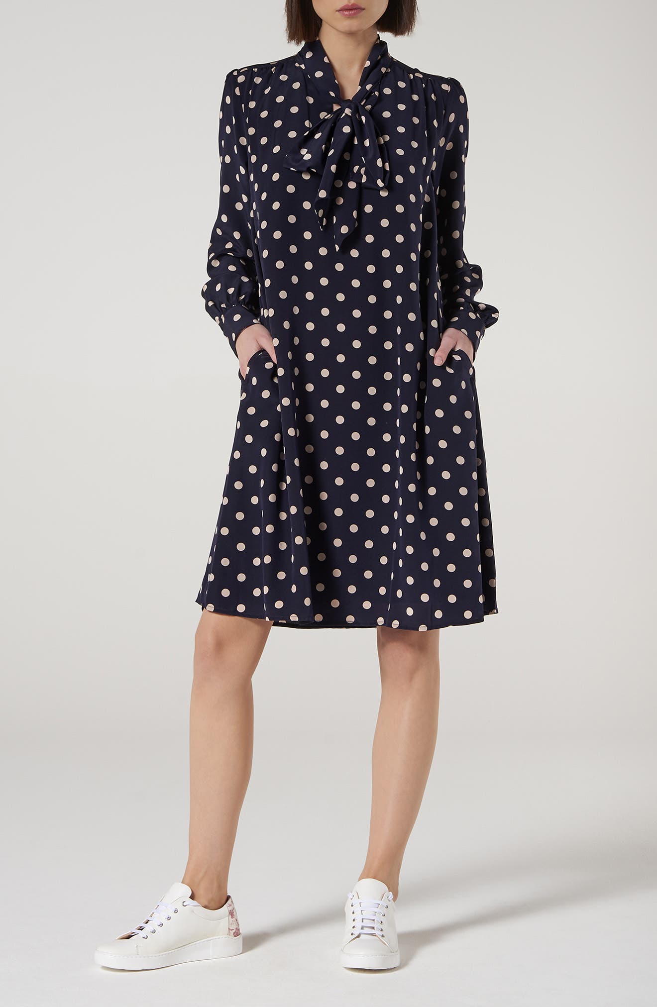 LK Bennett Evia Long Sleeve Silk Dress