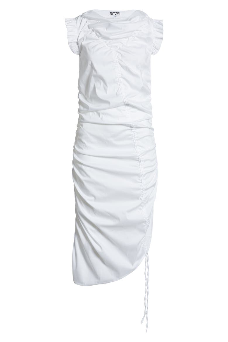 Cowl Neck Ruched Dress, Alternate, color, WHITE