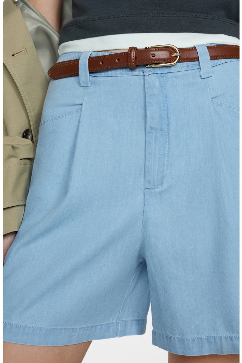 Mid Waist Chambray Shorts, Alternate, color, LIGHT BLUE