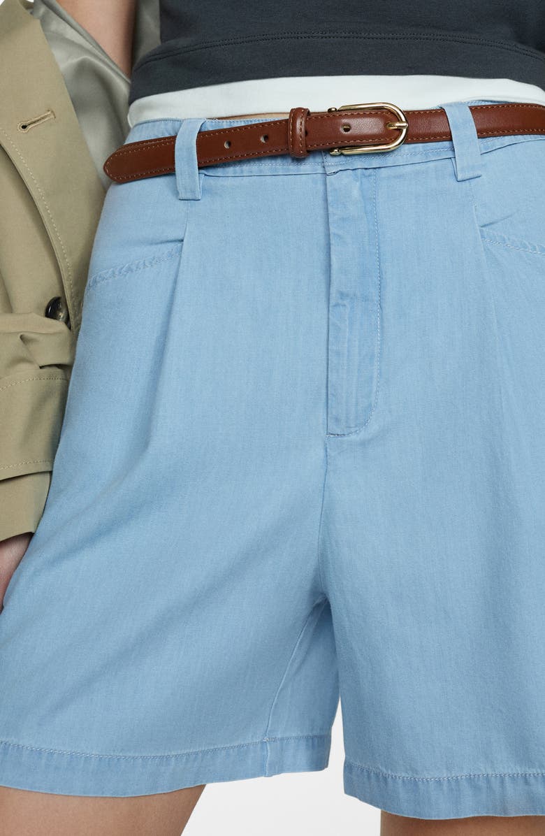 MANGO Mid Waist Chambray Shorts, Alternate, color,