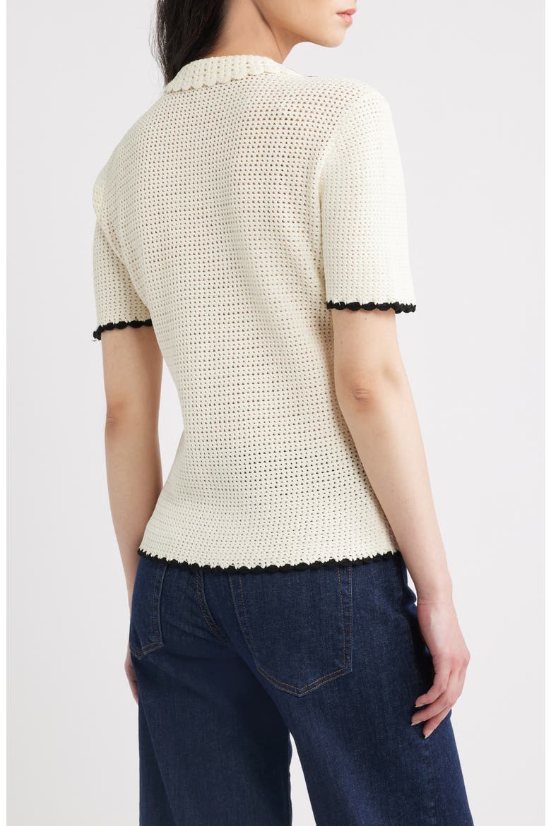 The Daybreak Open Stitch Polo Sweater, Alternate, color, CREAM MULTI