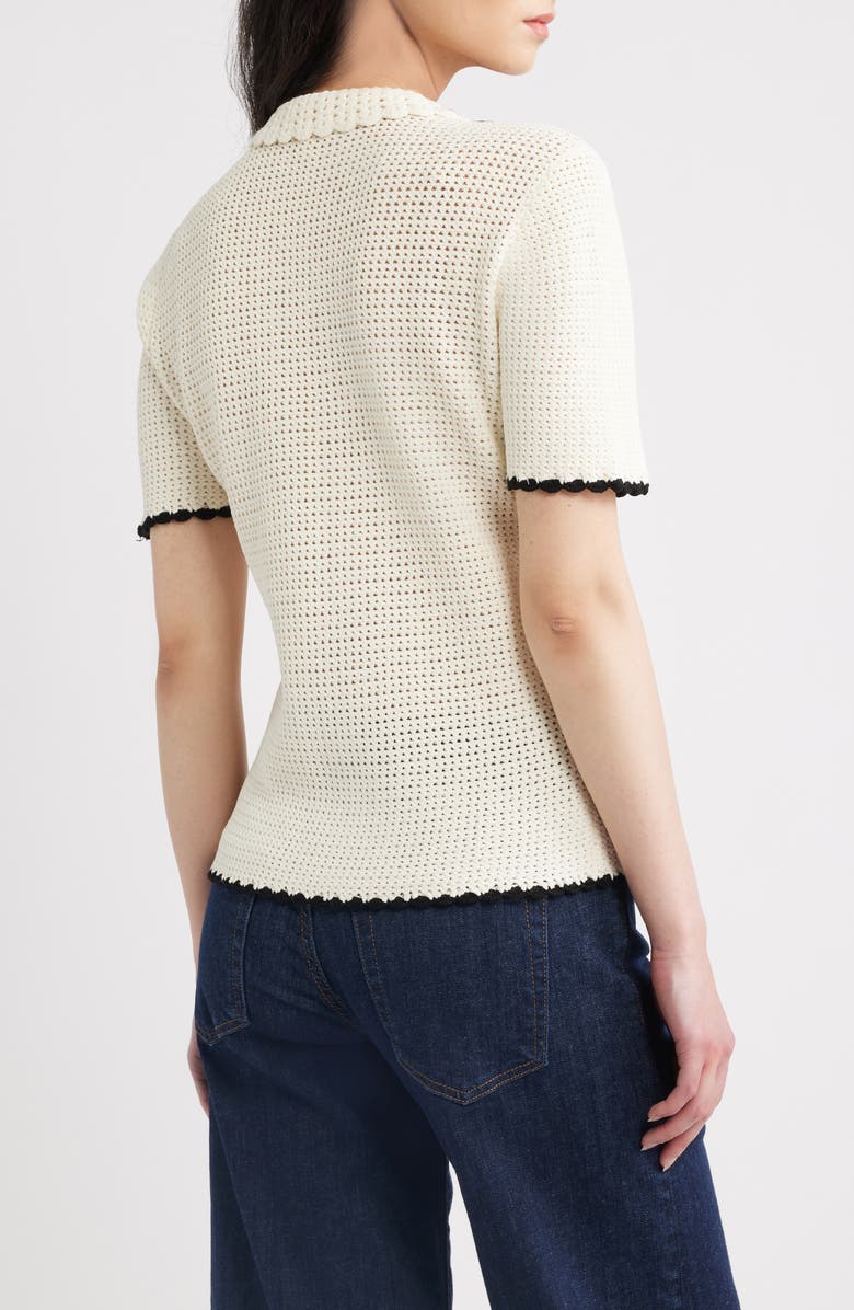 FRAME The Daybreak Open Stitch Polo Sweater, Alternate, color, Cream Multi