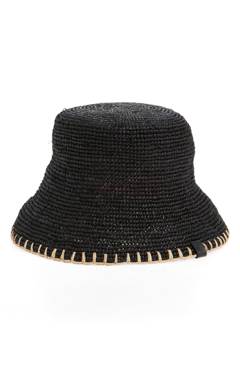 rag & bone Jade Packable Raffia Straw Bucket Hat, Main, color, 