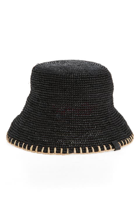 Jade Packable Raffia Straw Bucket Hat