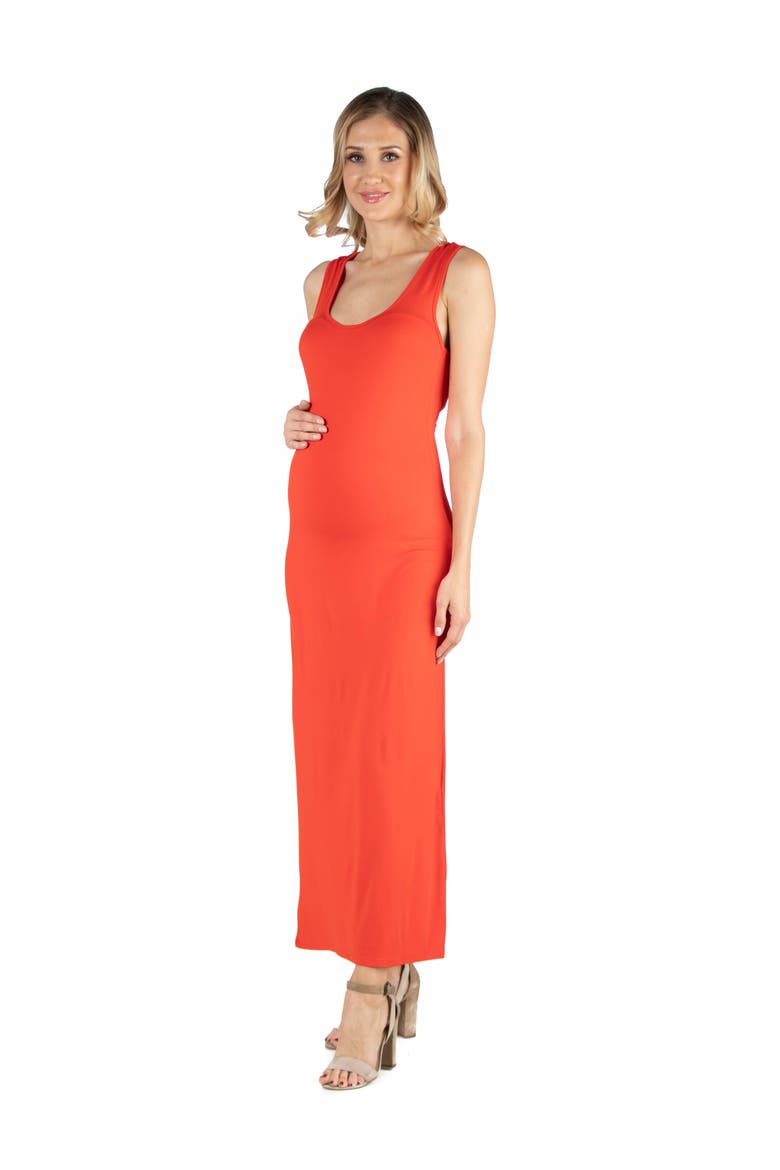 Maternity Scoop Neck Maxi Dress with Racerback Detail, Alternate, color, Orange