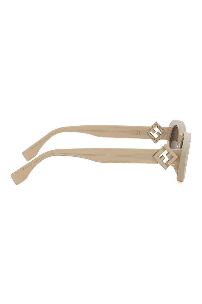 'Fendi Diamonds 53mm Oval Sunglasses, Alternate, color, SHINY BEIGE / BROWN