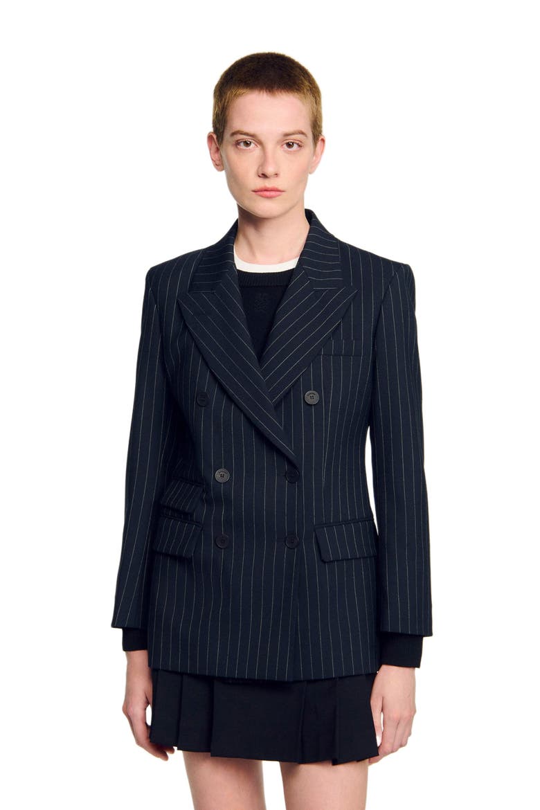 Striped suit jacket, Main, color, Black