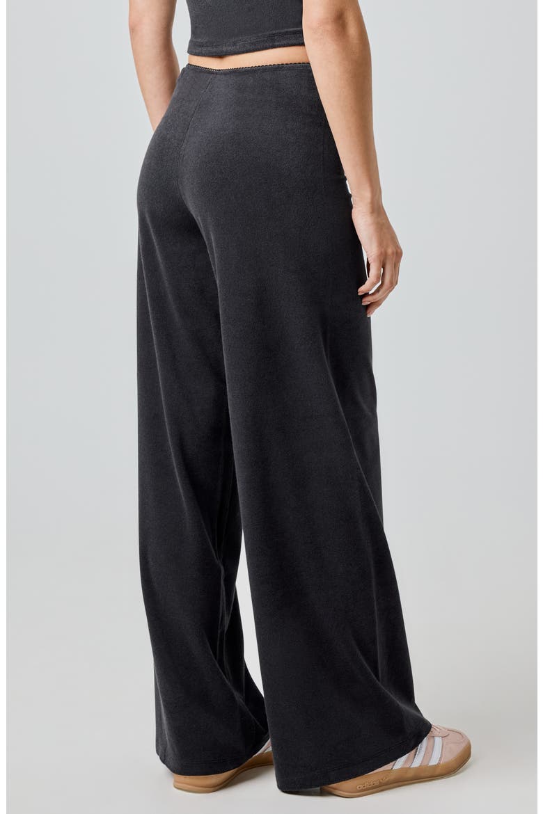 Terry Cloth Wide Leg Pants, Alternate, color, BLACK