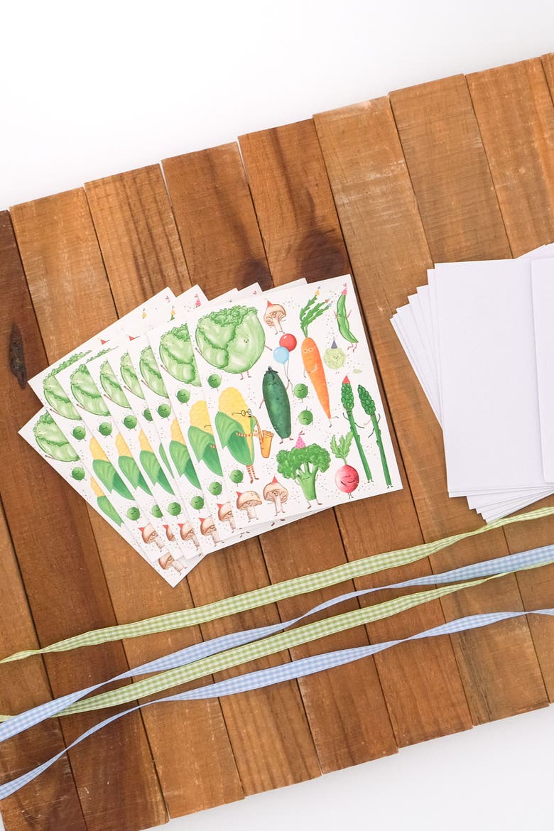 Fresh Produce Party Set of 8 Greeting Cards, Alternate, color, Multi-Pack