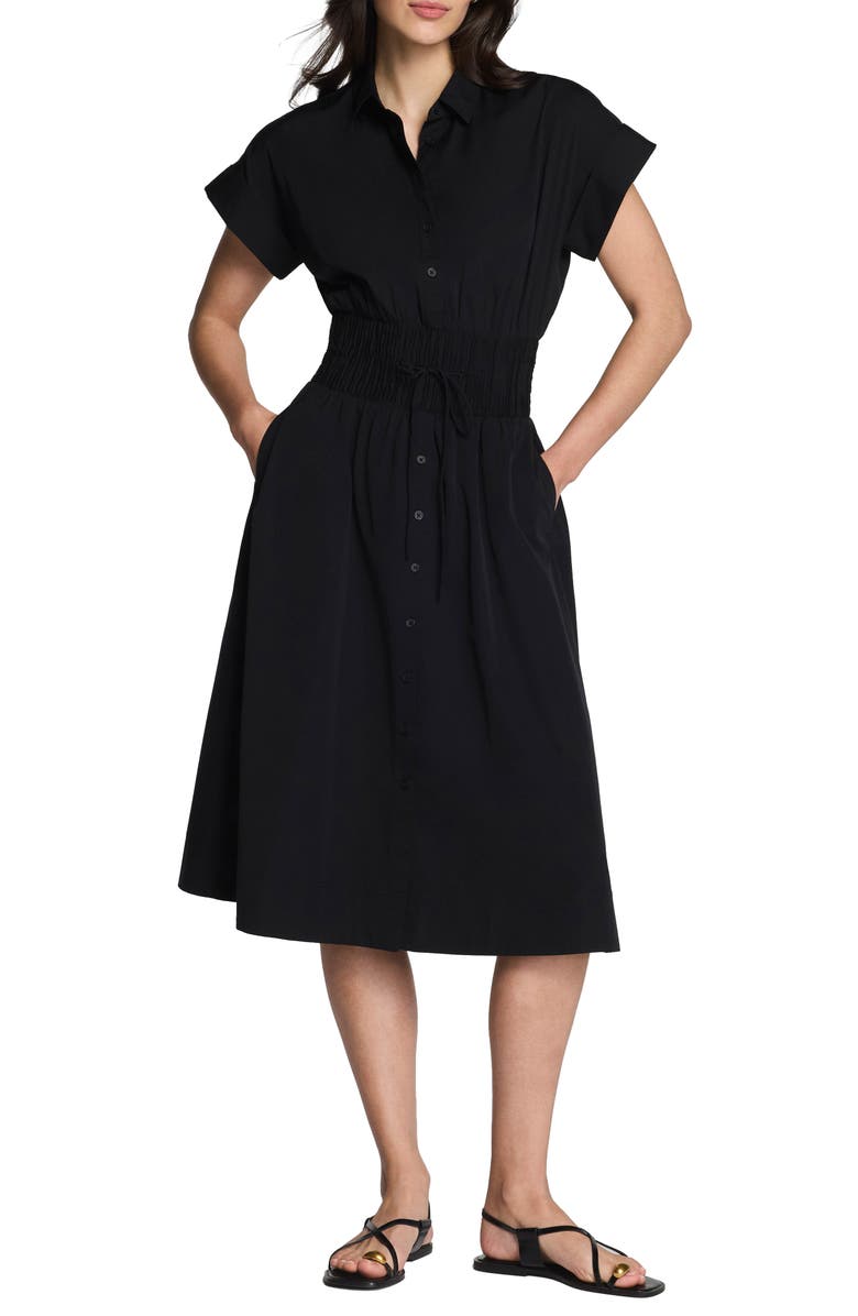 SPANX<sup>®</sup> Smocked Waist Cotton Midi Dress, Main, color,