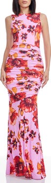 Dress the Population Violetta Floral Print Sleeveless Gown
