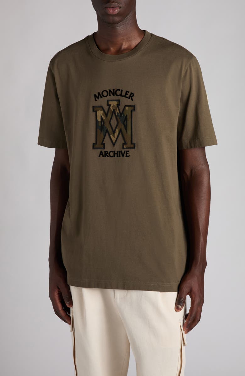 Moncler Logo Patch Cotton T-Shirt, Main, color, Kalamata