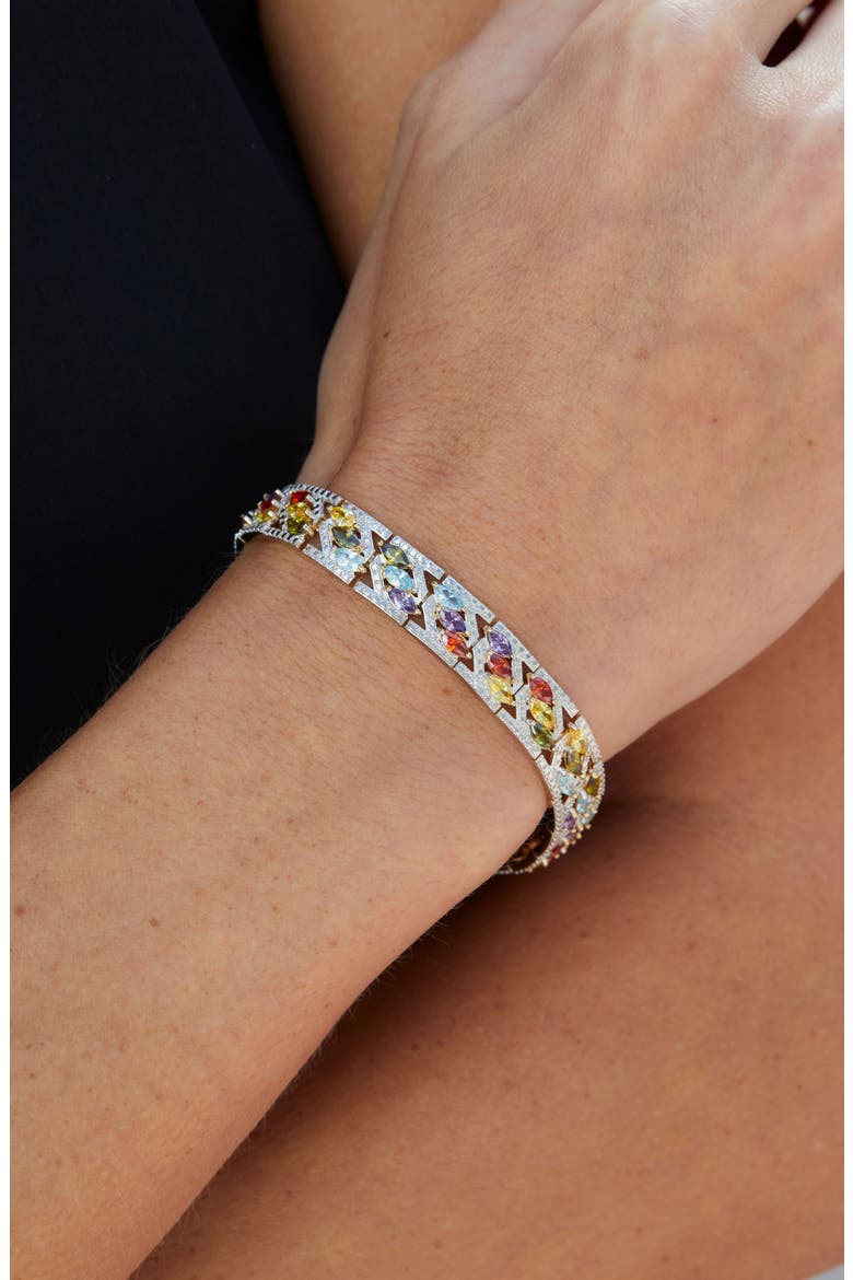 Multicolor CZ Channel Bracelet, Alternate, color, WHITE