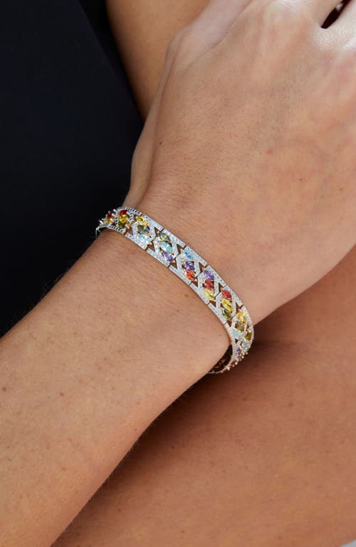 Savvy Cie Jewels Multicolor Cz Channel Bracelet In Metallic