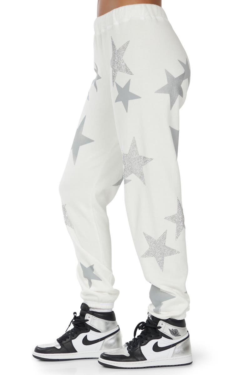 Lauren Moshi Gia Crystal Multi Stars Sweatpants, Alternate, color, Faded White