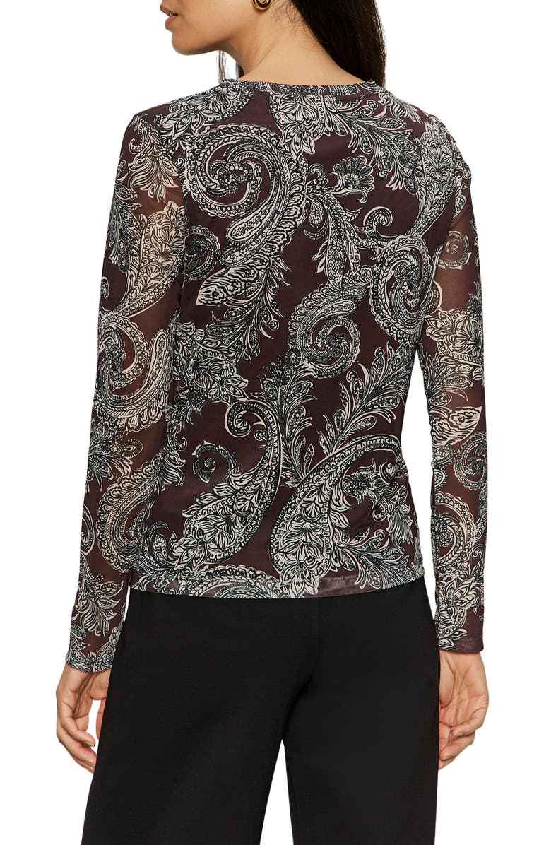 Sanctuary Floral Print Long Sleeve Mesh Top, Alternate, color, Mineral Paisley