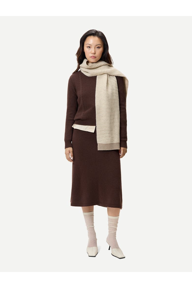 A-Line Cashmere Knitted Skirt, Alternate, color, cocoa