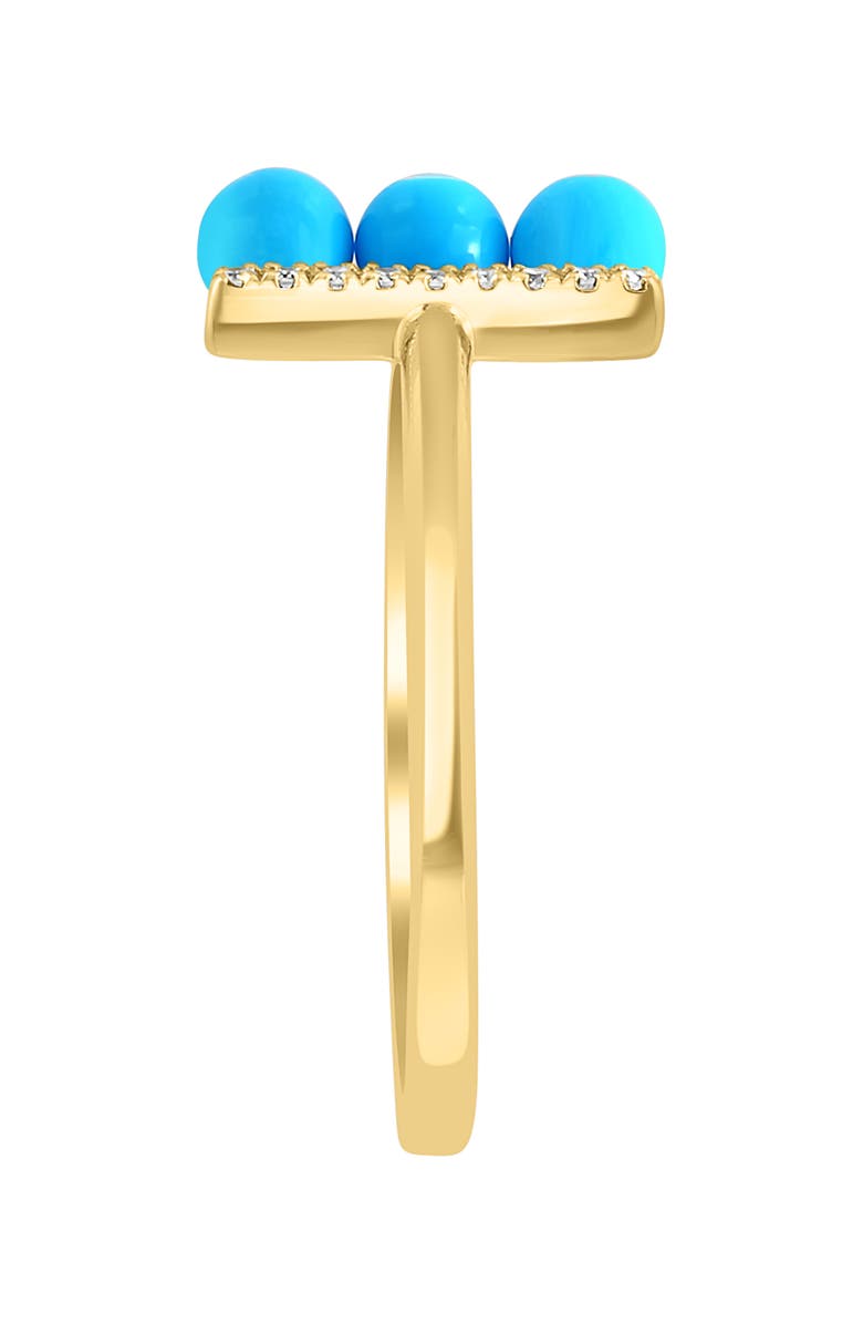EFFY 14K Yellow Gold Diamond & Turquoise Open Band Ring, Alternate, color, Blue