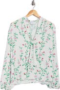 Longchamp Floral Tie Neck Long Sleeve Top