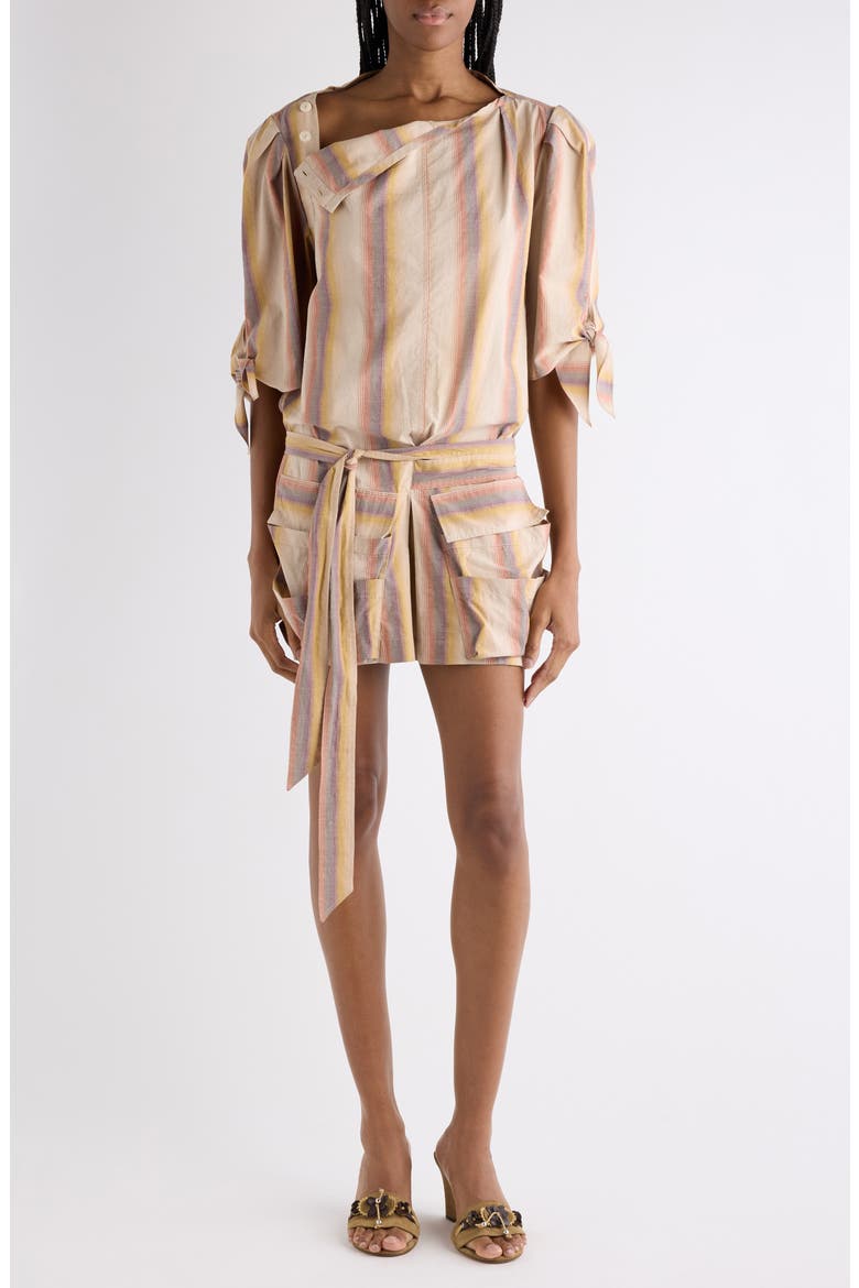 Mariza Stripe Cotton Minidress, Main, color, DESERT