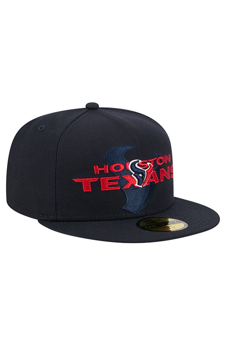 New Era Men
s New Era Navy Houston Texans Overlap Wordmark 59FIFTY Fitted Hat, Alternate, color, Navy