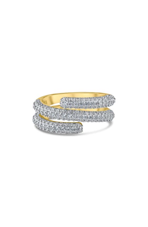 Two-Tone Pavé Cubic Zirconia Triple Wrap Ring