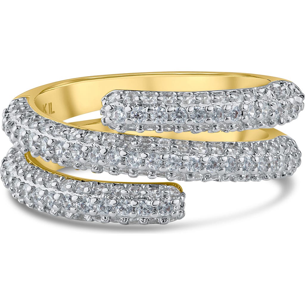 Kenneth Jay Lane Two-tone Pavé Cubic Zirconia Triple Wrap Ring