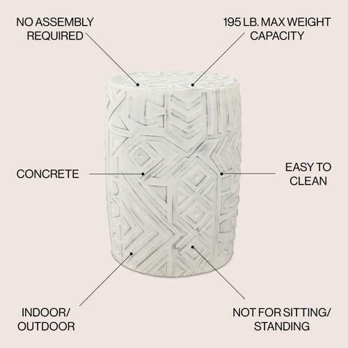 Jonathan Y Rafi 17.75" Midcentury Modern Geometric Drum Garden Stool In Cream