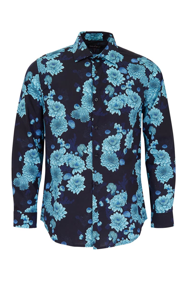 Nigel Button-Up Shirt, Alternate, color, Serious Floral Navy