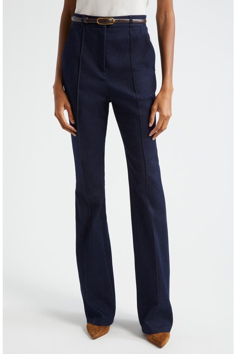 Gracie High Waist Pintuck Pleat Belted Jeans, Main, color, MIDNIGHT WASH