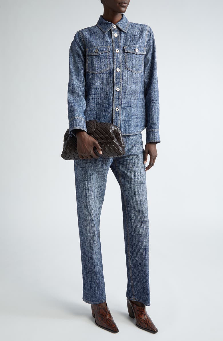 Bottega Veneta Slim Fit Denim Print Button-Up Shirt, Alternate, color, 
