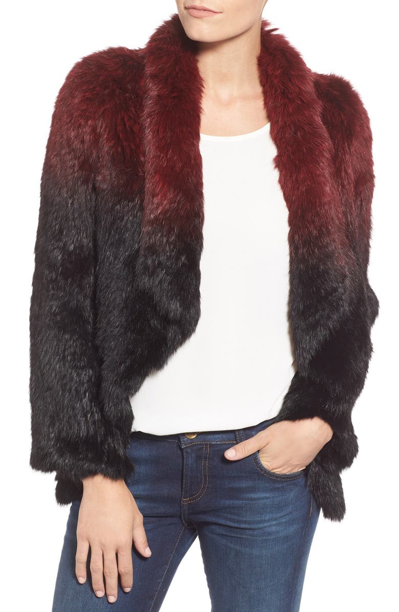 Love Token Drape Front Genuine Rabbit Fur Jacket, Alternate, color, 