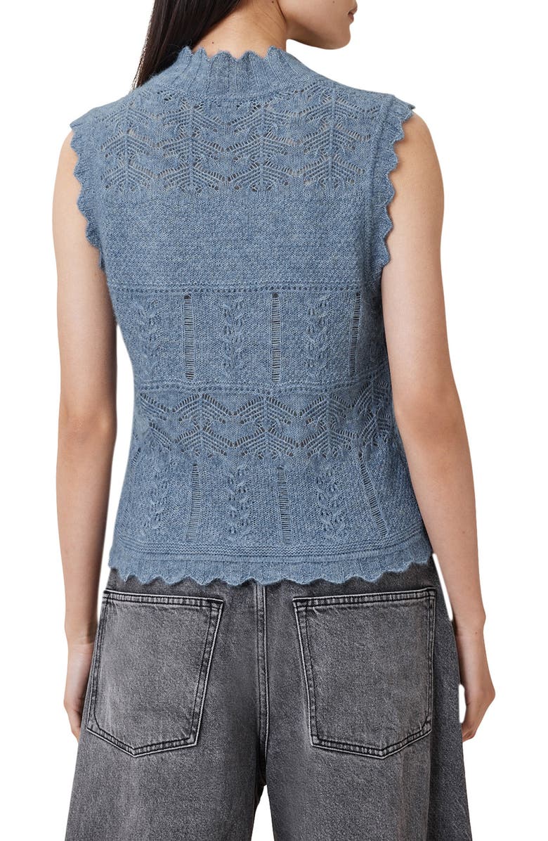 AllSaints Vanessa Pointelle Knit Sweater Vest, Alternate, color, Light Denim Blue
