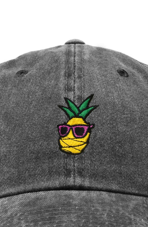 Dalix Pineapple Embroidered Dad Hat In Washed Black