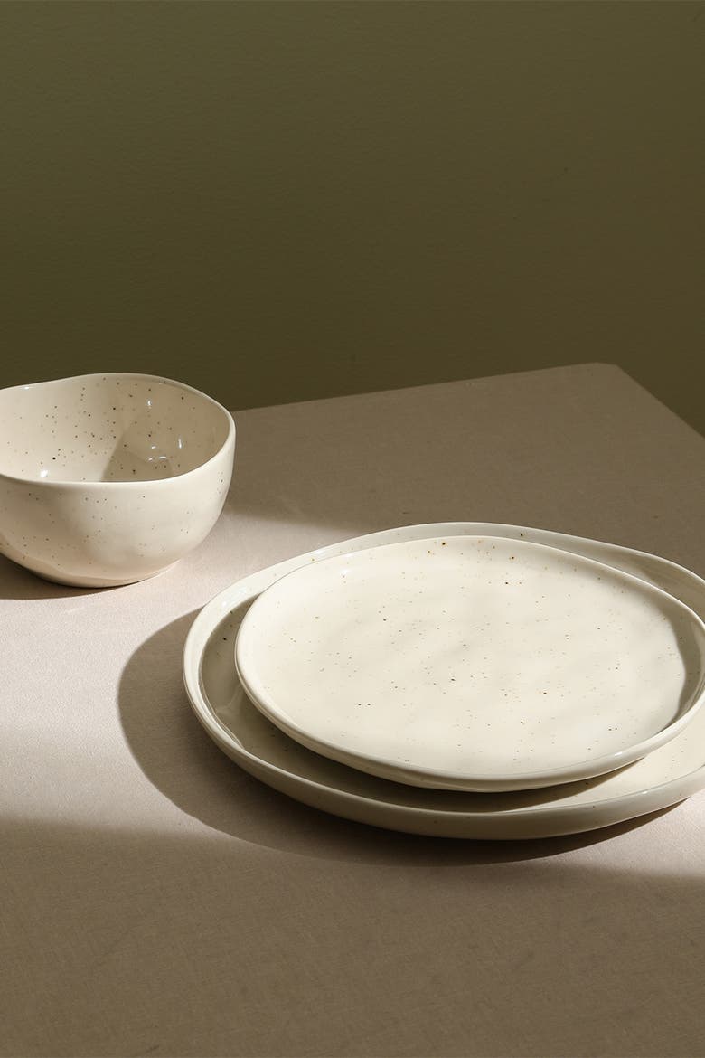 Mirella Stoneware 12-piece Dinnerware Set, Alternate, color, Beige
