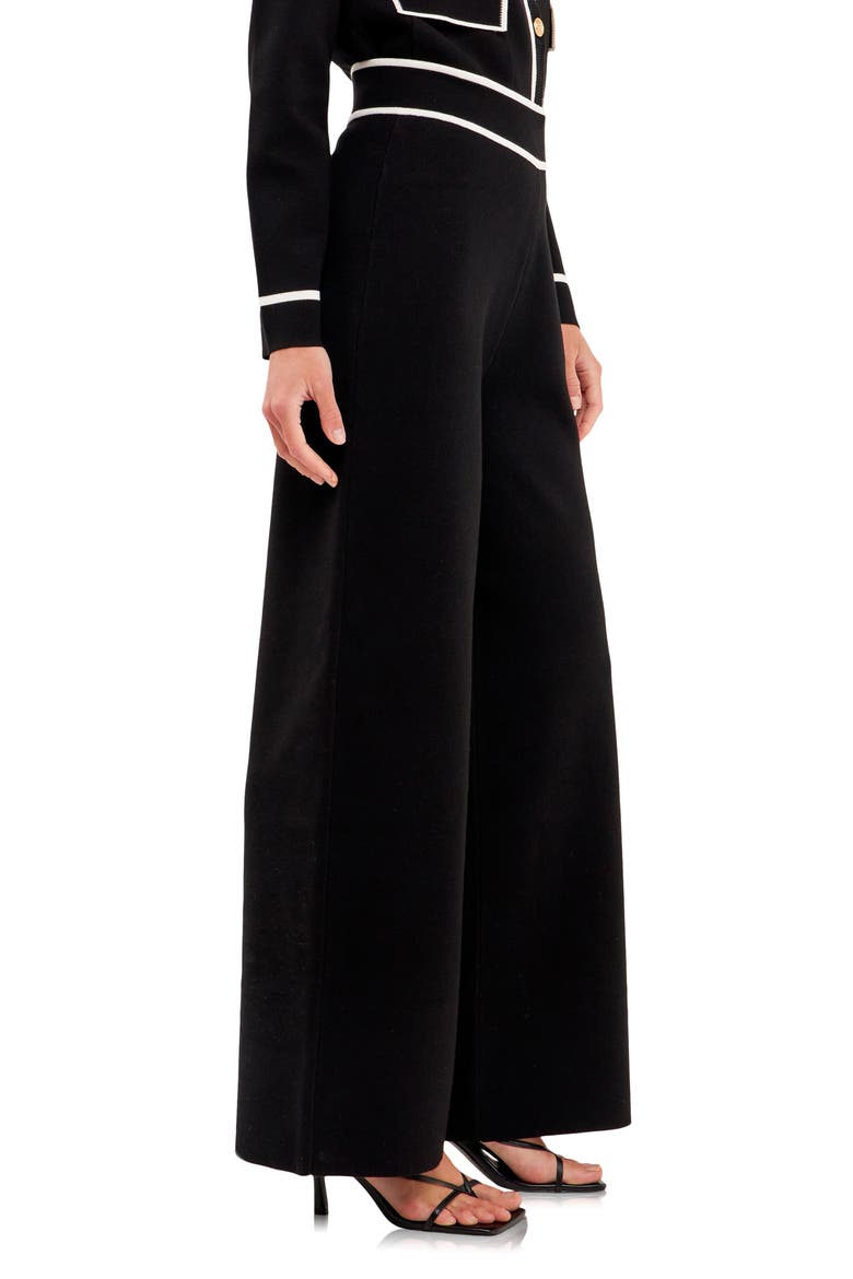 Wide Leg Knit Pants, Alternate, color, BLACK/ WHITE