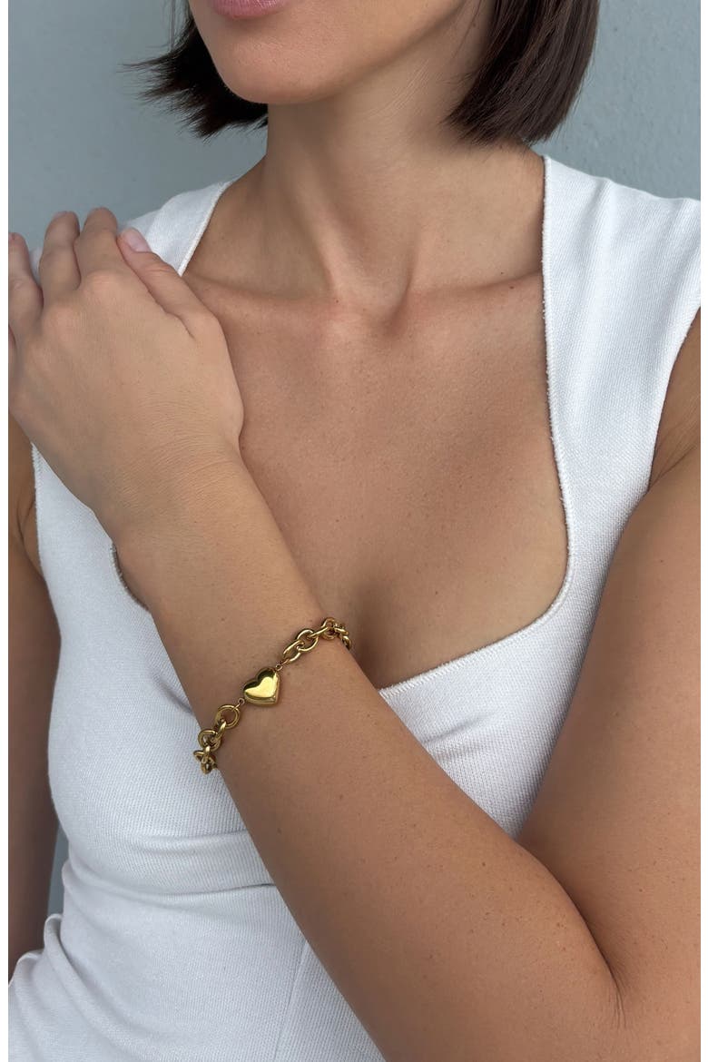 Heart Charm Chain Bracelet, Main, color, GOLD