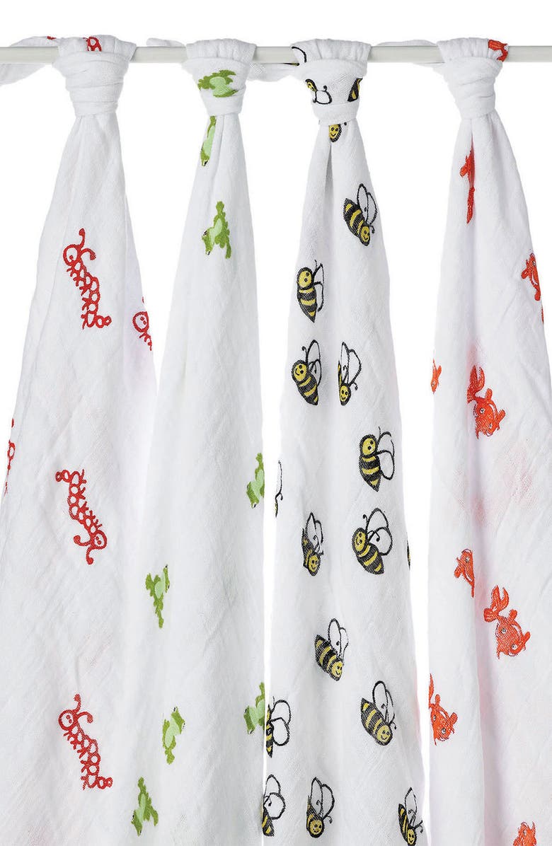 aden + anais Set of 4 Classic Swaddling Cloths, Main, color,